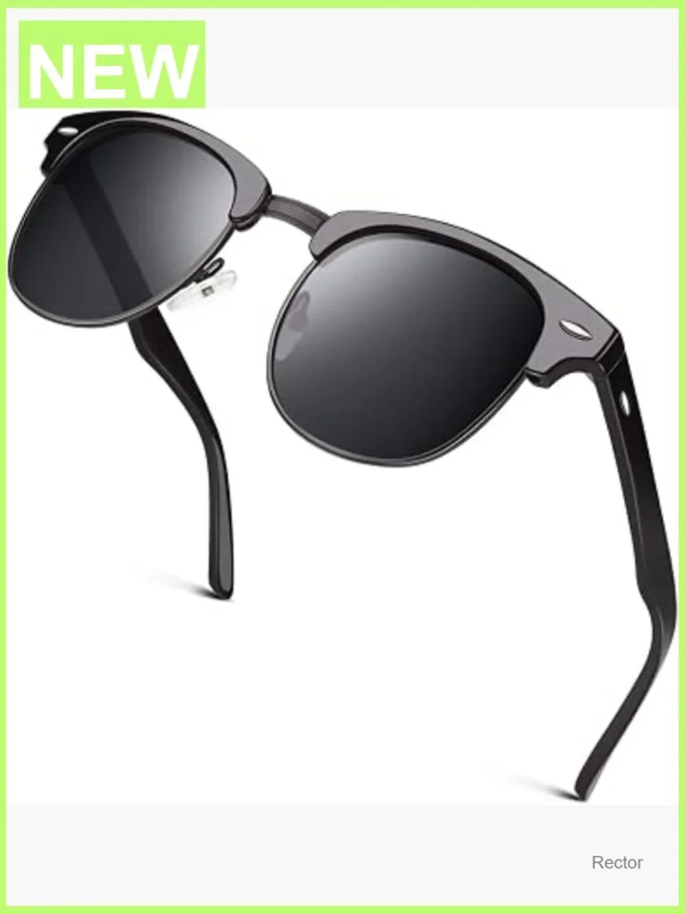 Classic Horn Rimmed Semi Rimless Polarized Sunglasses for Men Women